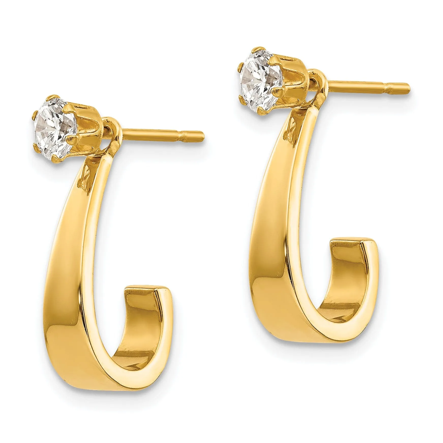 14k Yellow Gold J Hoop Stud Earring Jackets