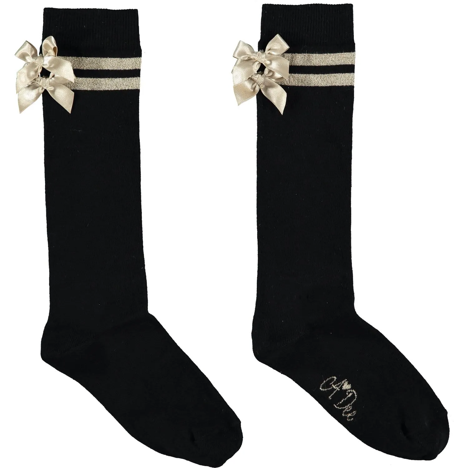 A DEE - Ribbon Knee High Socks - Black