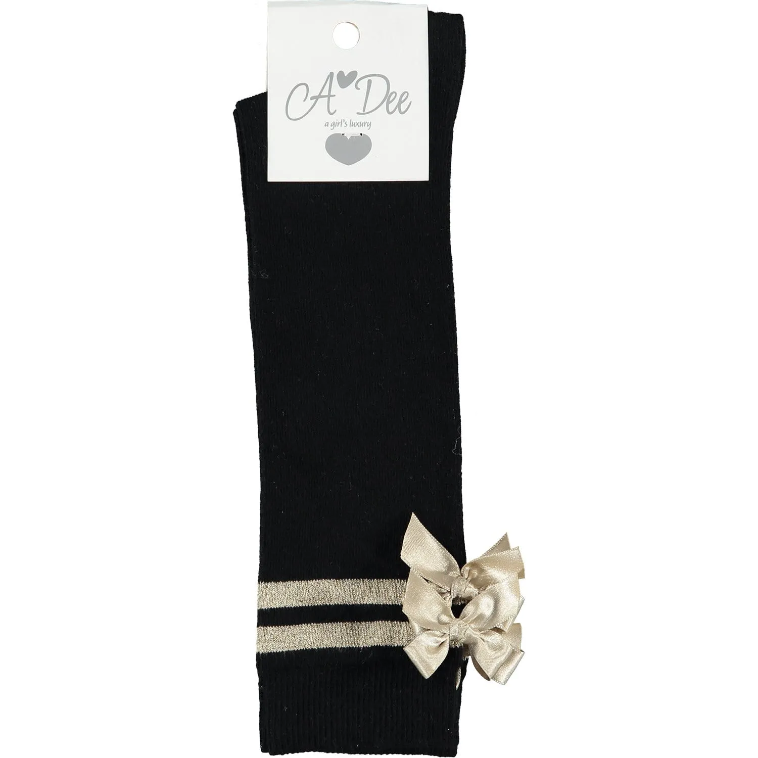 A DEE - Ribbon Knee High Socks - Black