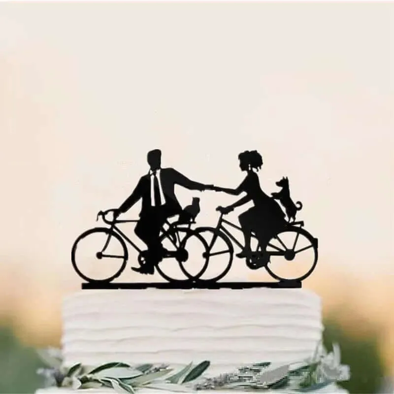 Acrylic Cycling Bicycle Style Wedding Cake Topper