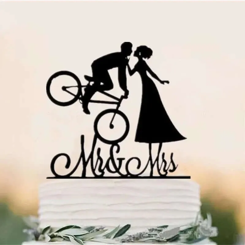 Acrylic Cycling Bicycle Style Wedding Cake Topper