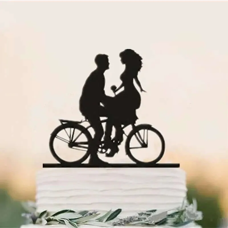 Acrylic Cycling Bicycle Style Wedding Cake Topper