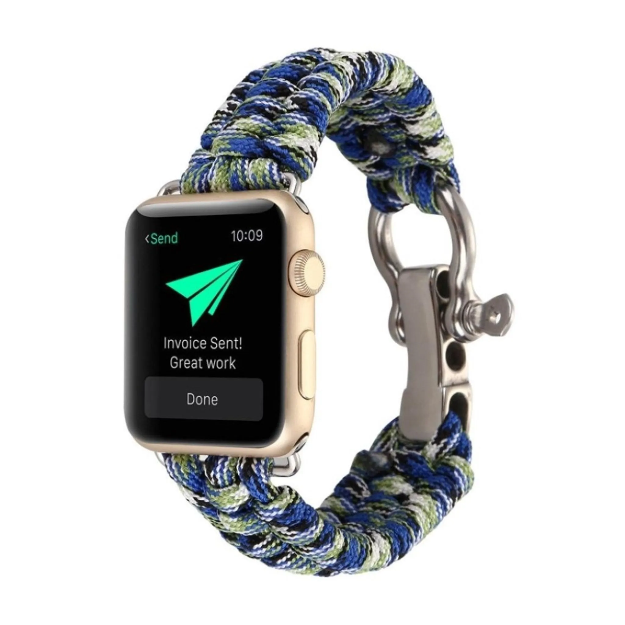 Apple Watch Series 4 40mm braided rope watch strap - Blue / Green