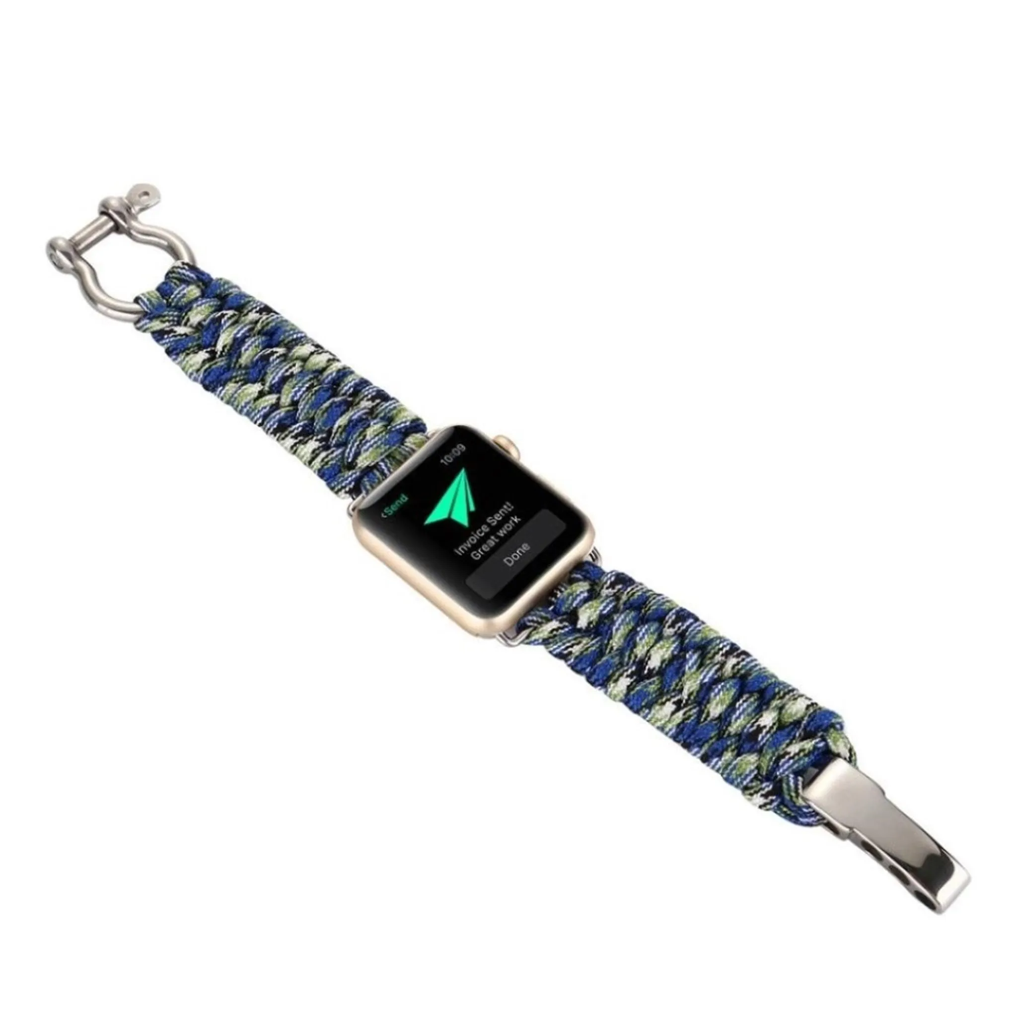 Apple Watch Series 4 40mm braided rope watch strap - Blue / Green