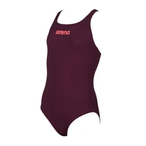 Arena Girls Solid Swim Pro JR Swimming Suit-Dark Red