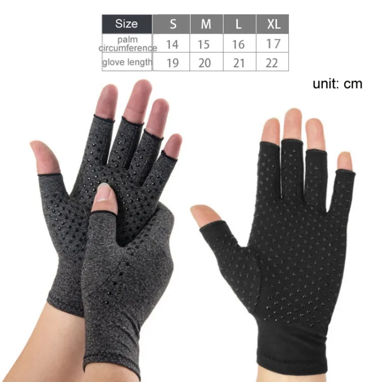 Arthritis Rehabilitation Silicone Non-slip Cycling Half Finger Gloves, Size: S(Gray)