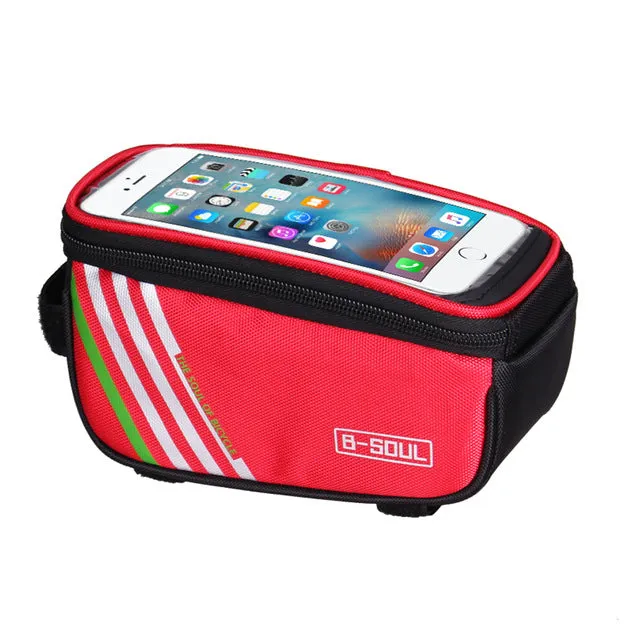 B-SOUL 1.5L/ 5.5 Inch Waterproof Touch Screen Bicycle Bags Cycling Bike Front Frame Bag Tube Pouch Mobile Phone Storage Bag