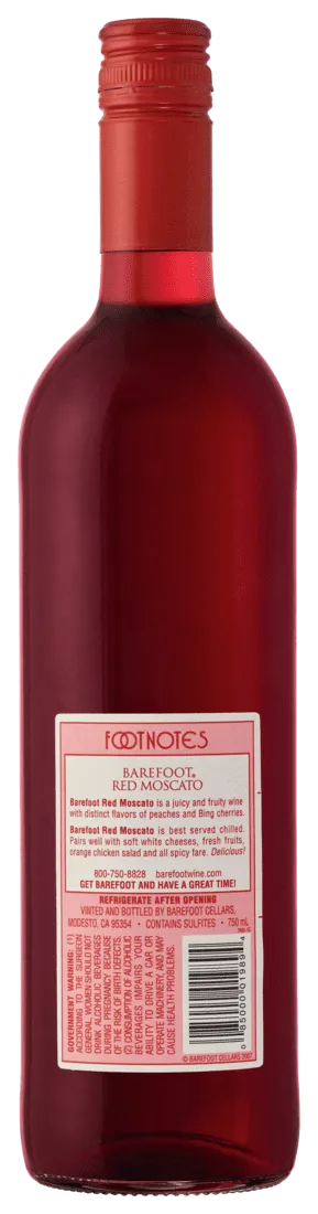 Barefoot Cellars Red Moscato Sweet Red Wine, California, 750ml Glass Bottle