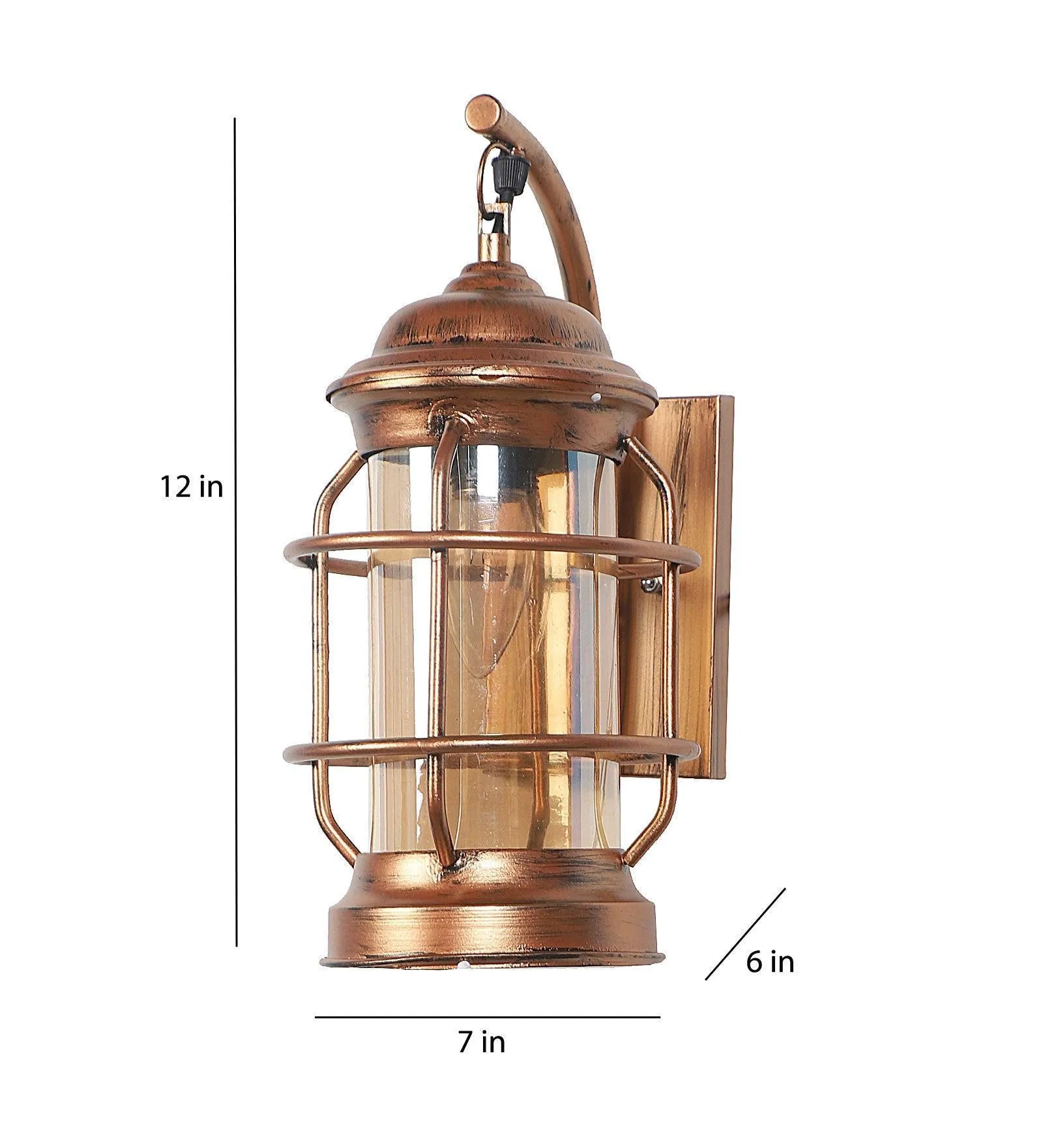 Beeso Copper Iron Lantern Wall Lamp Light For Indoor & Outdoor Decor