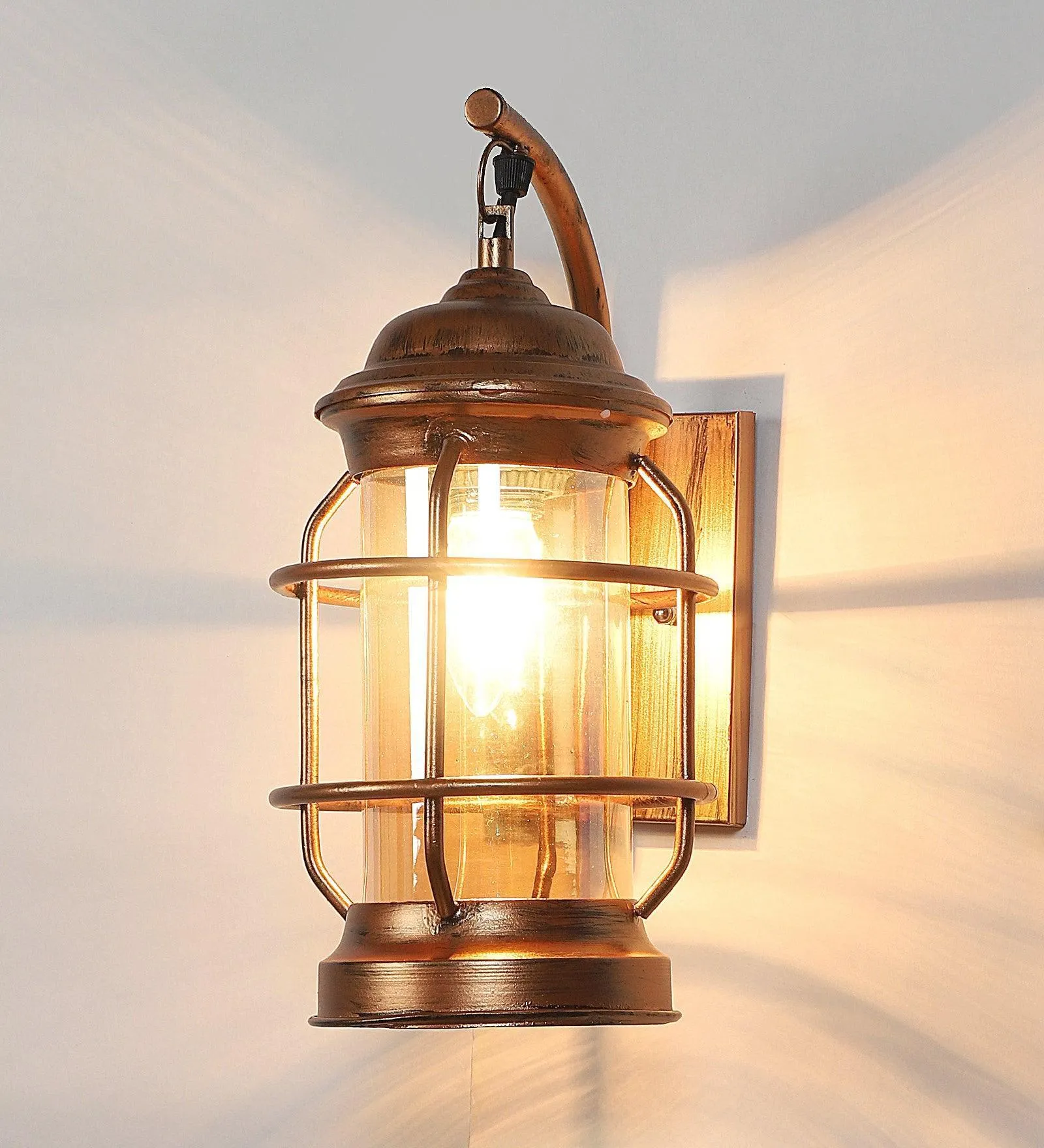 Beeso Copper Iron Lantern Wall Lamp Light For Indoor & Outdoor Decor