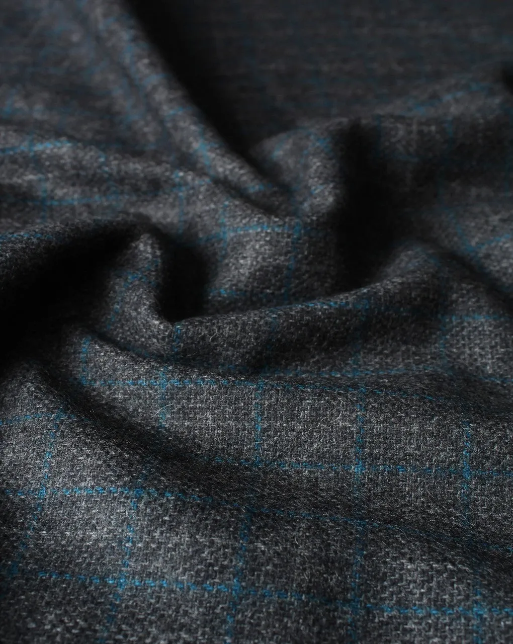 Black Checks Woolen Tweed Fabric