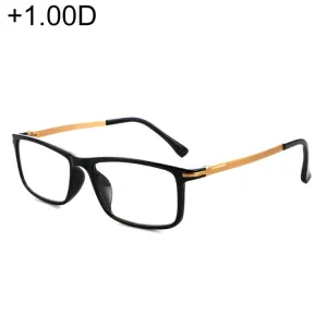 Black Frame Spring Hinge Anti Fatigue & Blue-ray Presbyopic Glasses,  1.00D