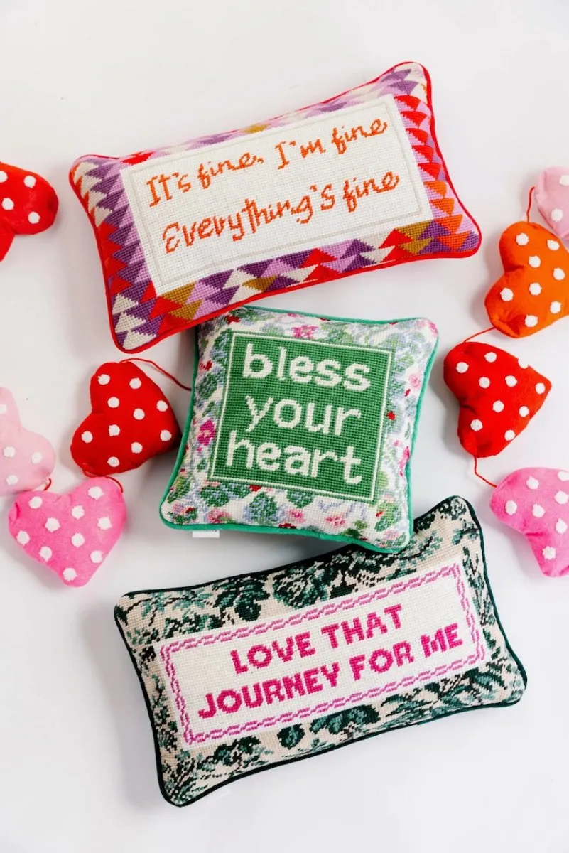 Bless your Heart Needlepoint Pillow by Furbish Studio