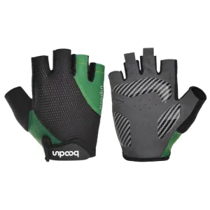 BOODUN 1408 4D Silicone Shock Absorbing Half Finger Breathable Bicycle Outdoor Riding Gloves, Size:L(Black and Green)