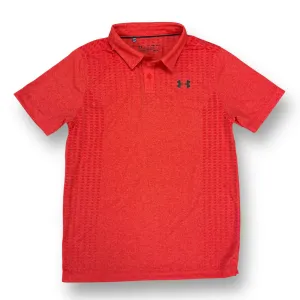 Boys Under Armour Size 12/14 YLG Bright Red Loose Fit Short Sleeve Polo Shirt