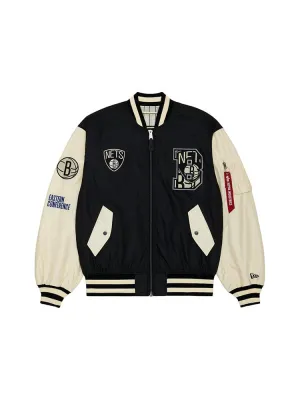 BROOKLYN NETS X ALPHA X NEW ERA L-2B BOMBER JACKET