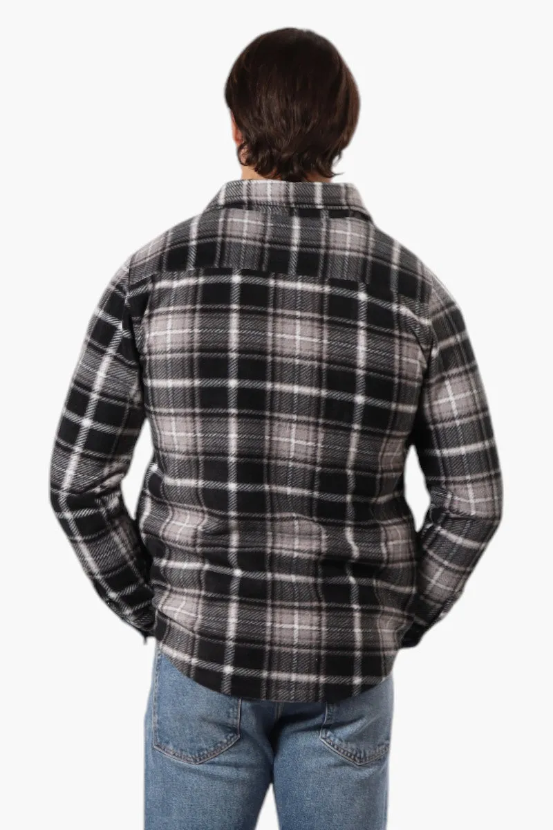 Canada Weather Gear Plaid Fleece Button Up Shacket - Black