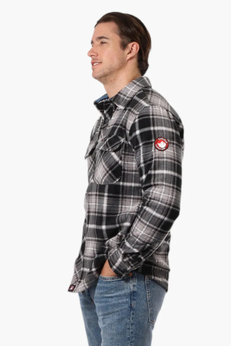 Canada Weather Gear Plaid Fleece Button Up Shacket - Black