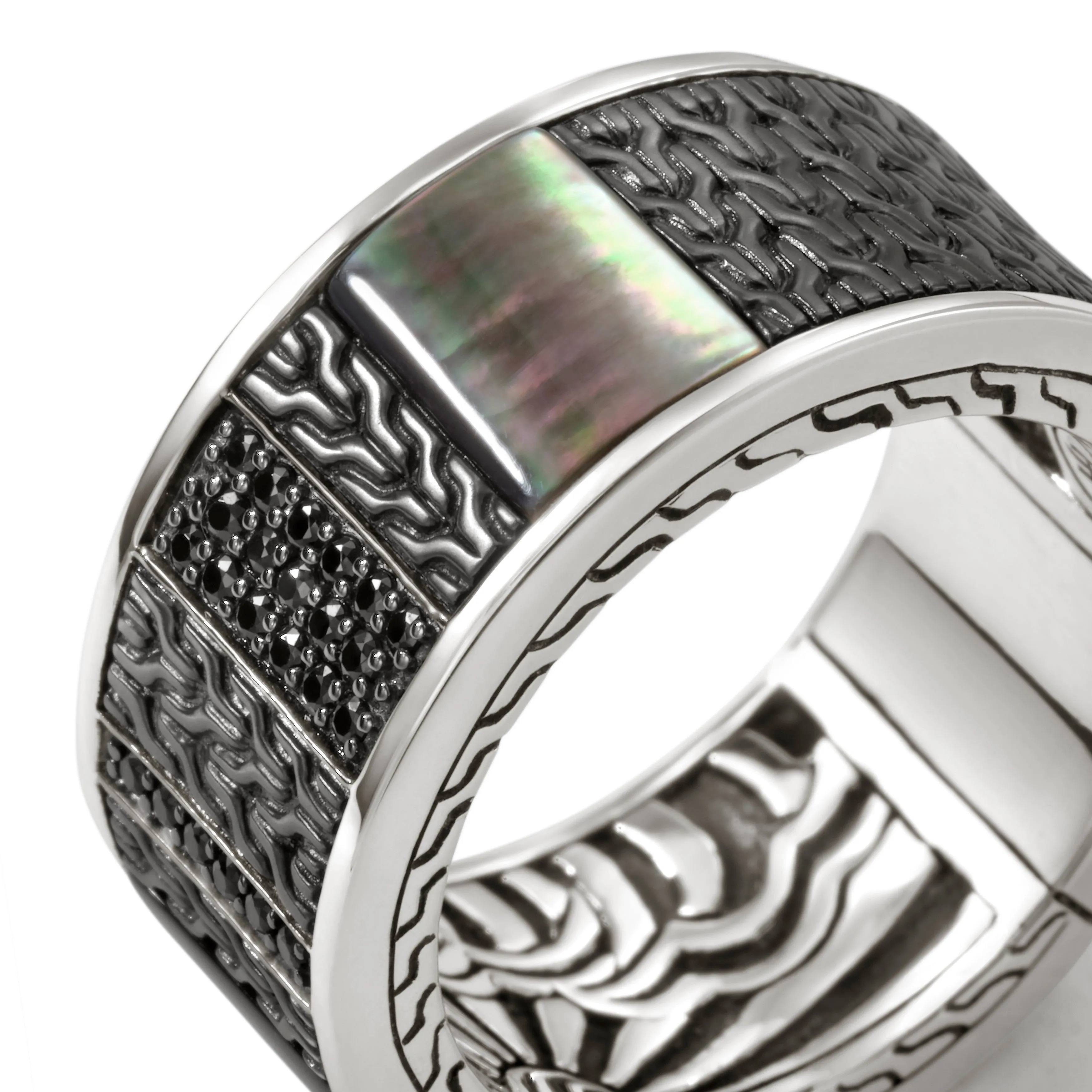 Carved Chain Inlay Band Ring