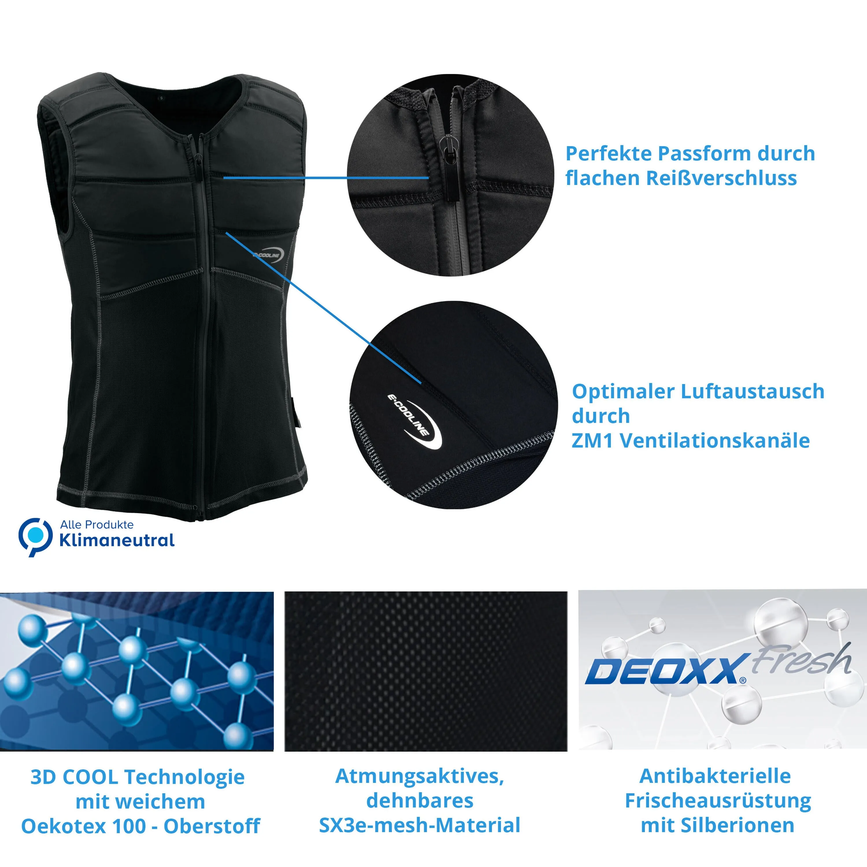 Cooling Vest for Adults Eooline Powercool SX3 ShirtVest, black