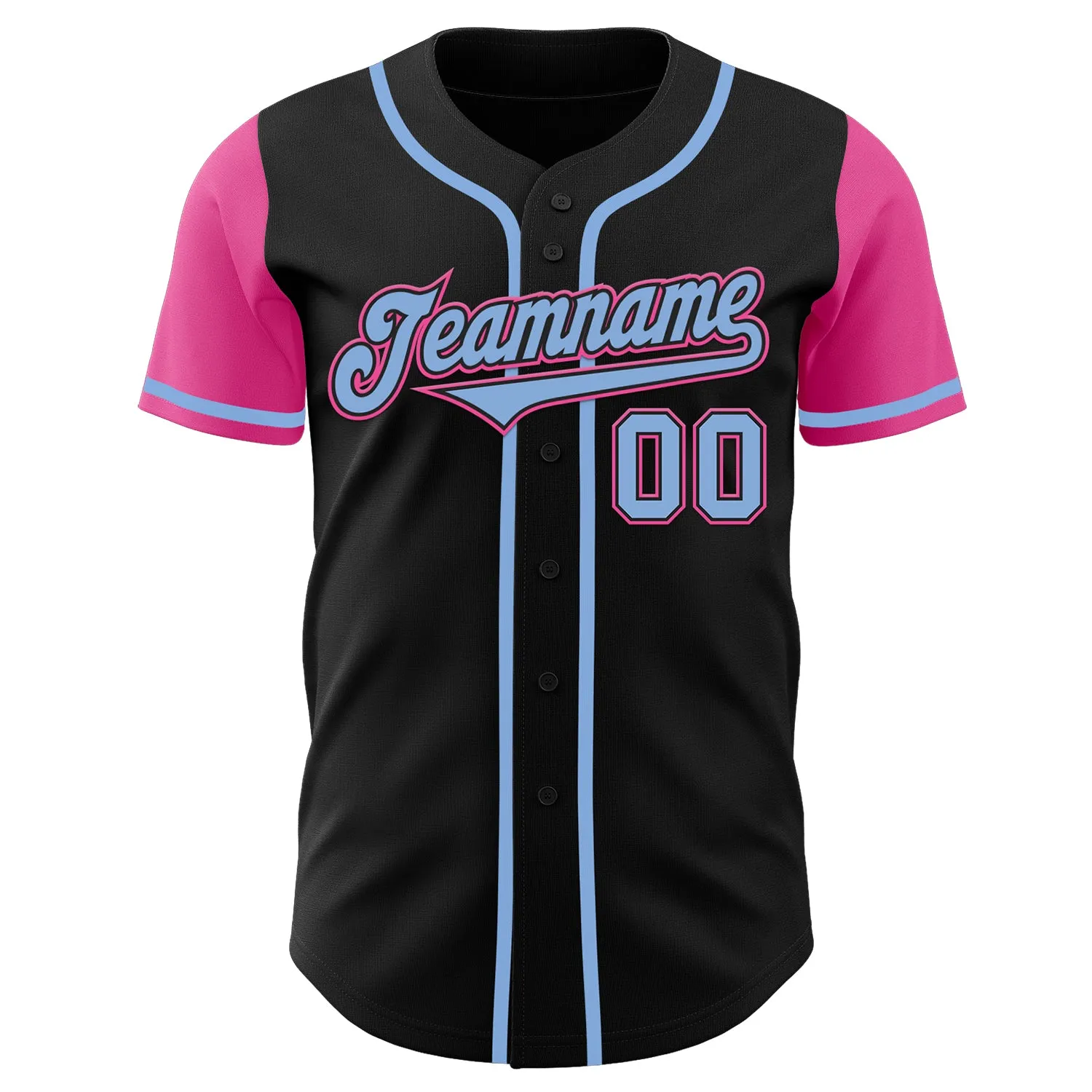 Custom Black Light Blue-Pink Authentic Two Tone Baseball Jersey