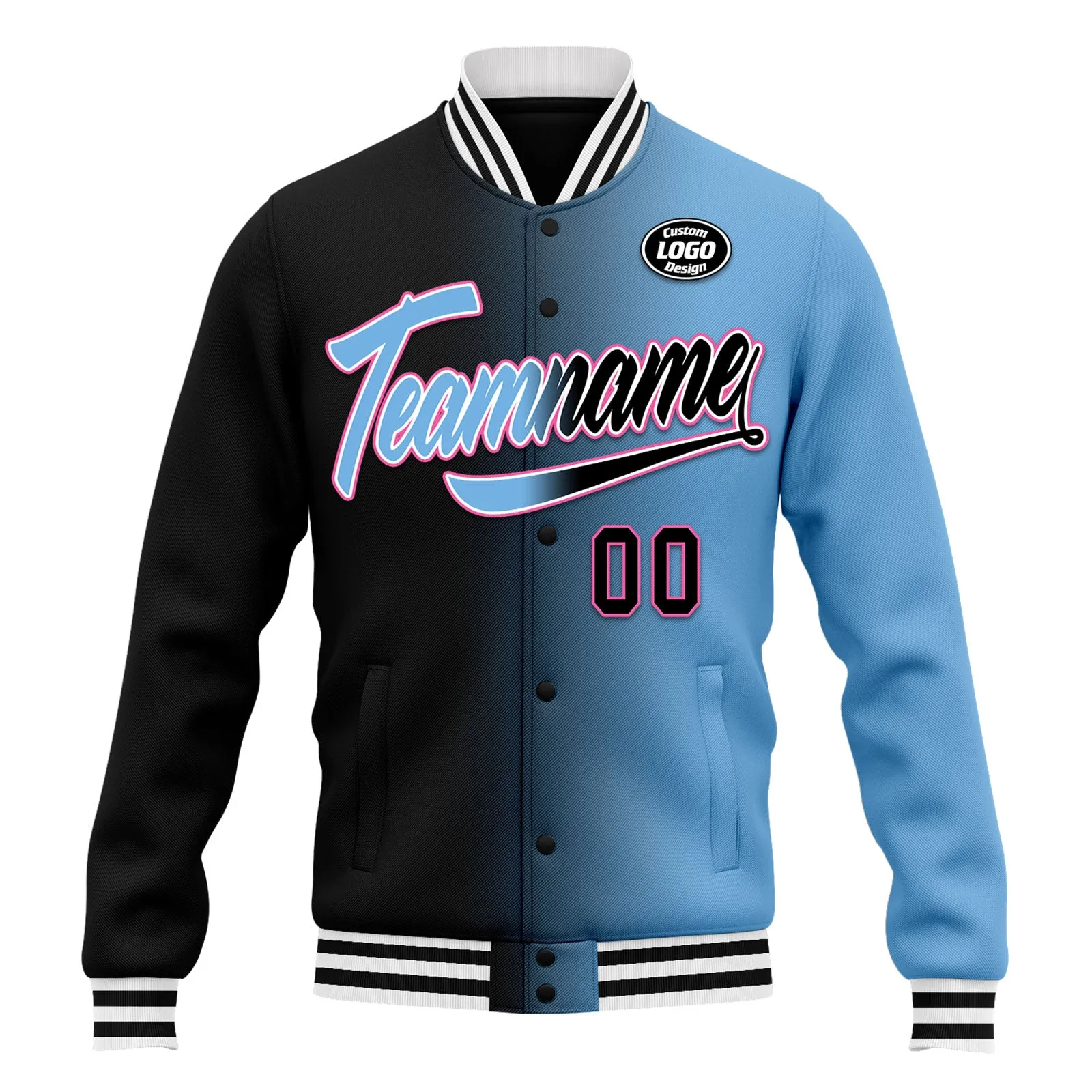 Custom Gradient Fashion Jacket Bomber Full-Snap Varsity Letterman Personalized Jacket FZ005-D028016-28