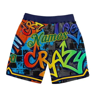 Custom Graffiti Pattern Kelly Green-Gold 3D Geometric Authentic Basketball Shorts