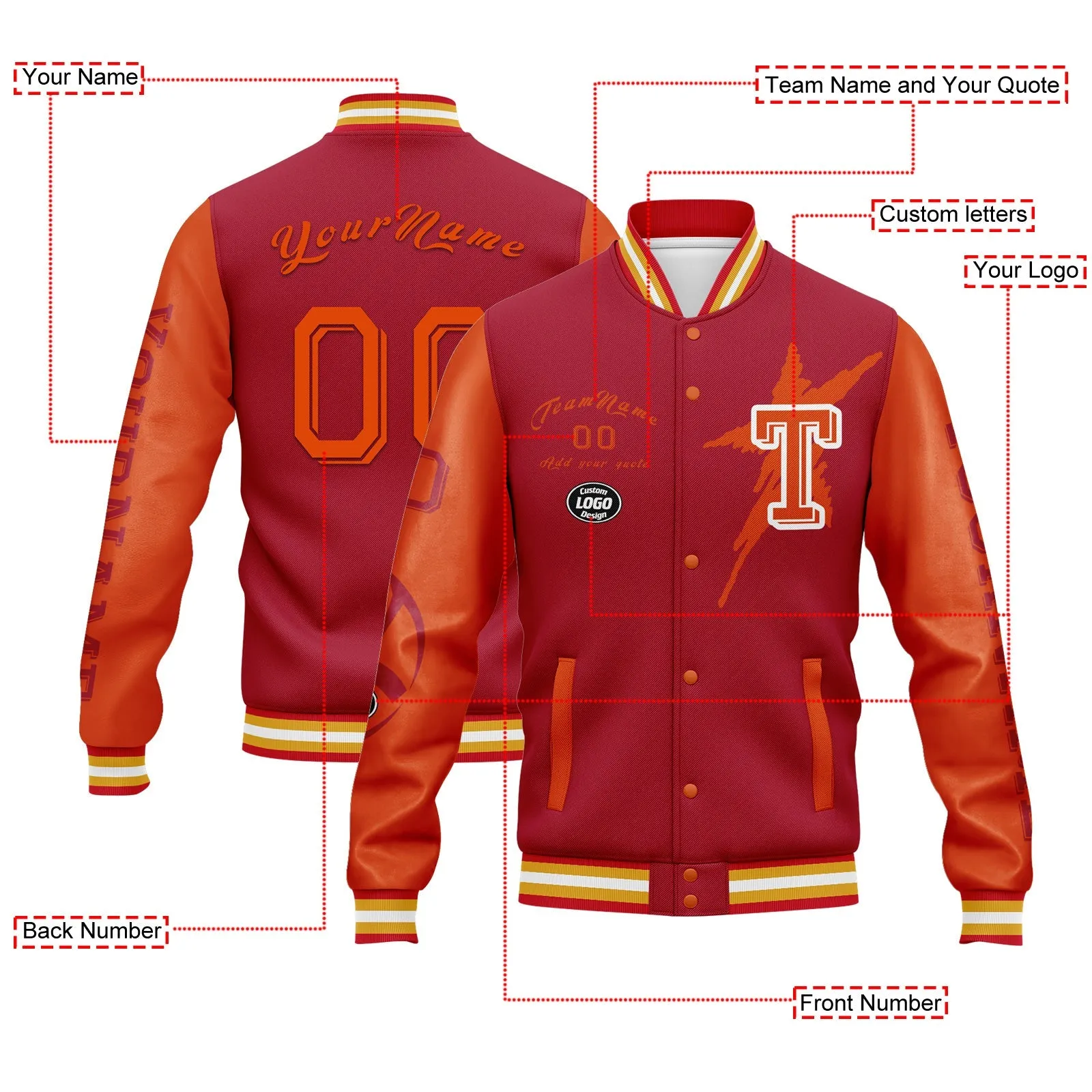 Custom Red Orange Tampa Bay Jacket and Sports Shoes Combo Offer Personalized Combo ZH-D020294-29