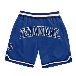 Custom Royal Navy-White Authentic Throwback Basketball Shorts