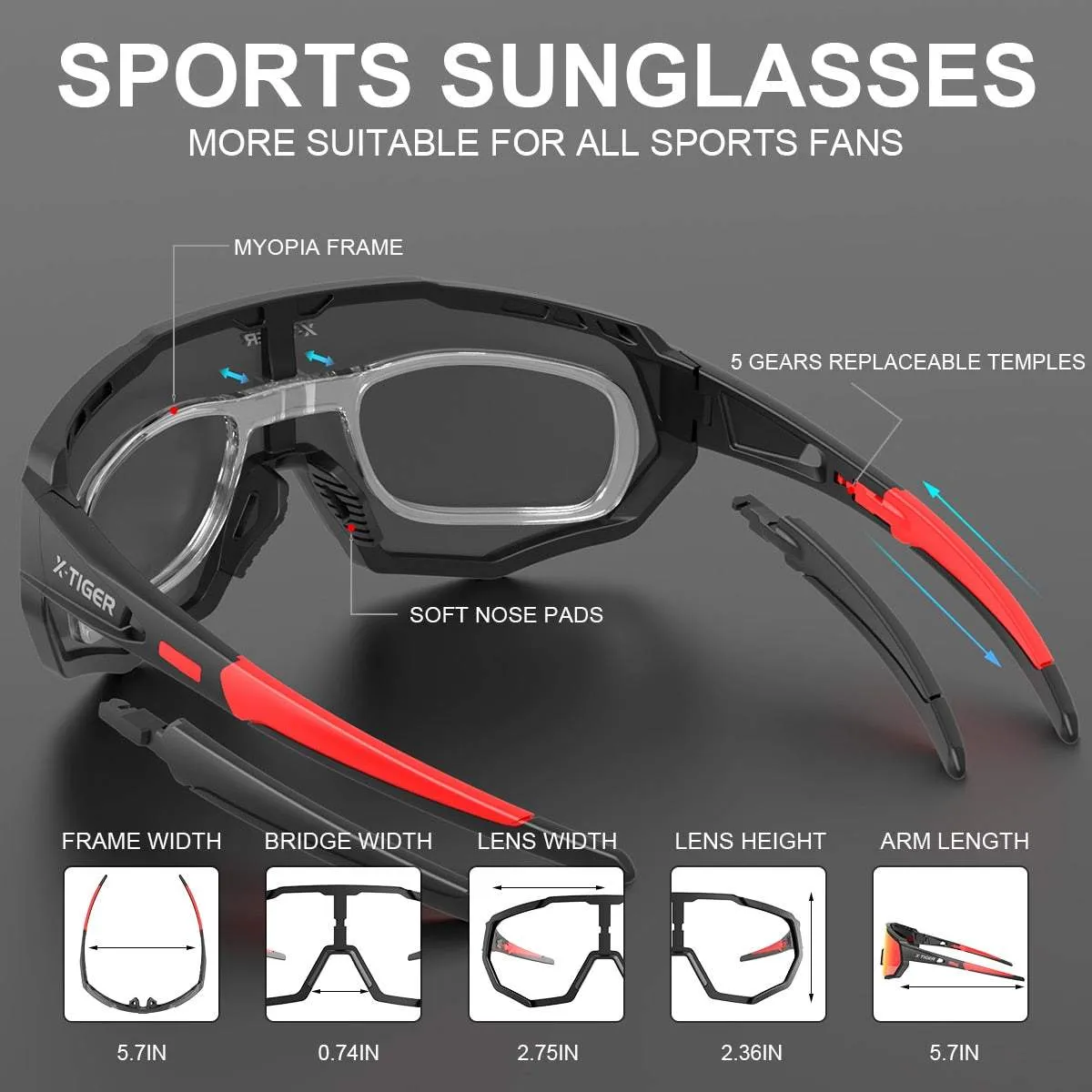 Detachable Protective Sports Glasses with 5 Lenses