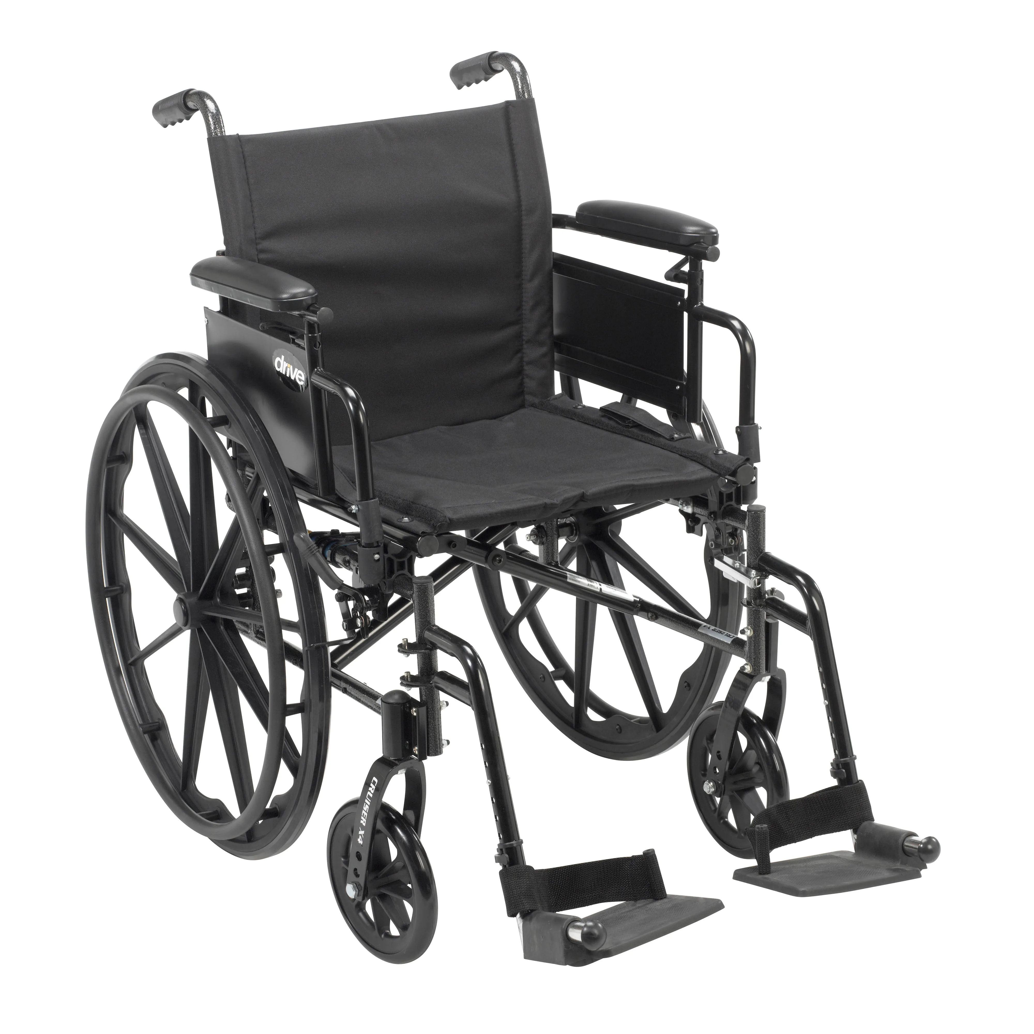 Drive Medical cx418adda-sf Cruiser X4 Lightweight Dual Axle Wheelchair with Adjustable Detachable Arms, Desk Arms, Swing Away Footrests, 18" Seat