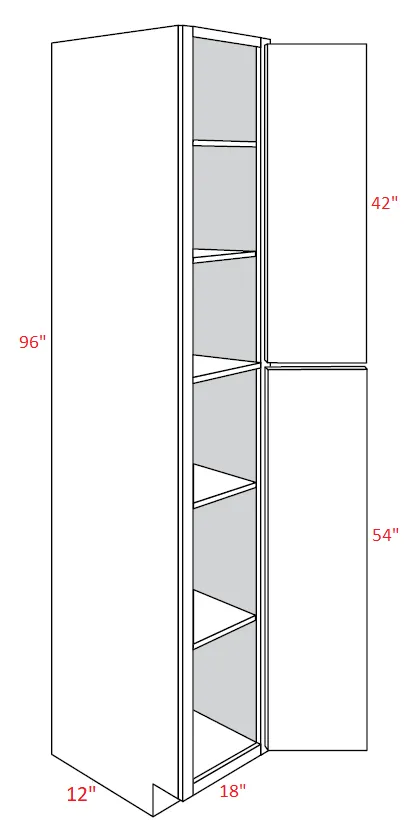 EB22-UC1812X96 Elegant Dove Assembled 18x96x12 Pantry Cabinet