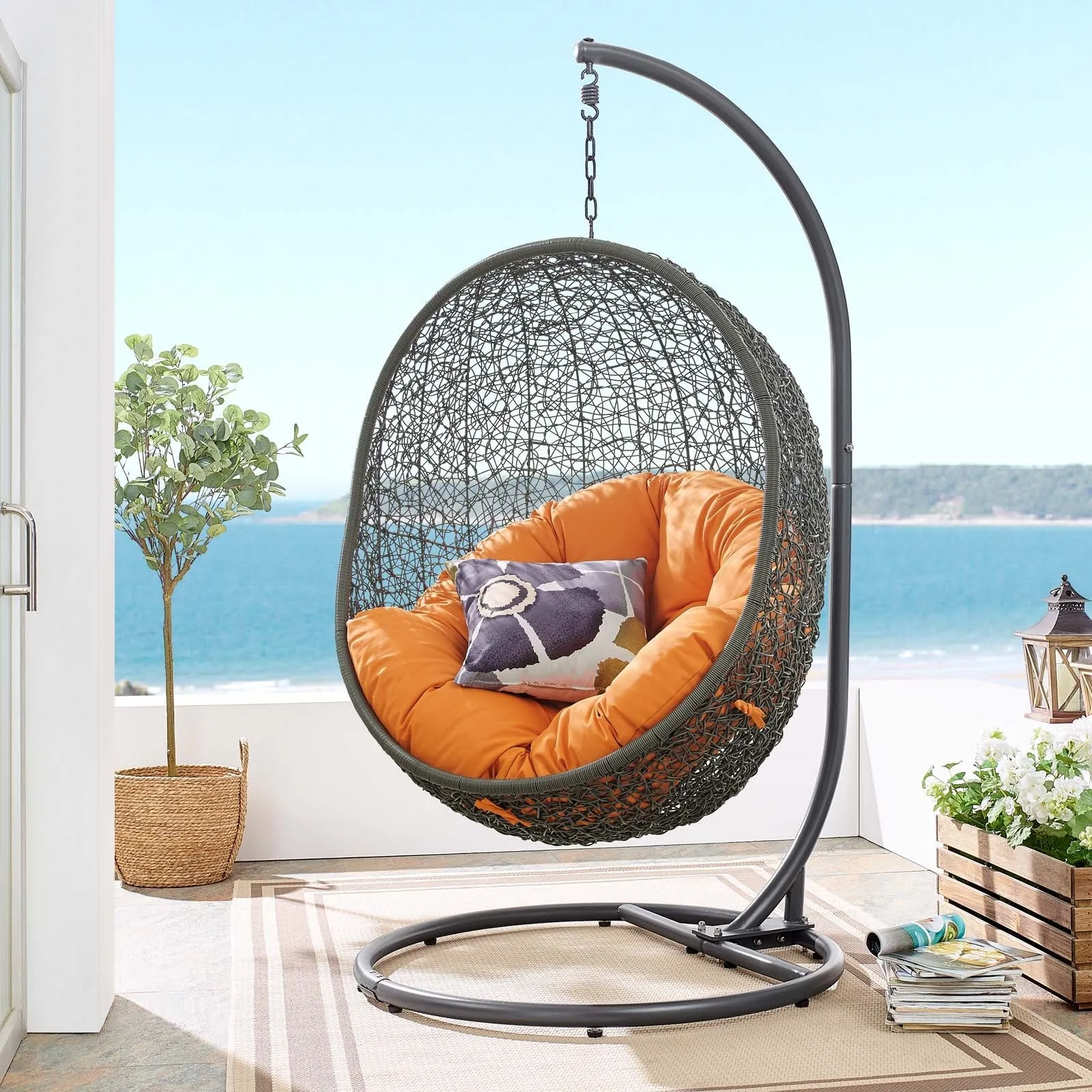 Egg Hammock Chair With Hanging Kits - Fastness Hanging Hide Outdoor Patio Swing Chair With Stand