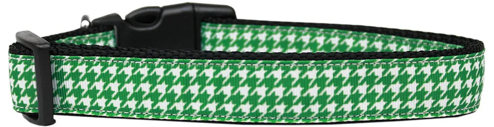 Emerald Green Houndstooth Nylon Dog Collar Xl