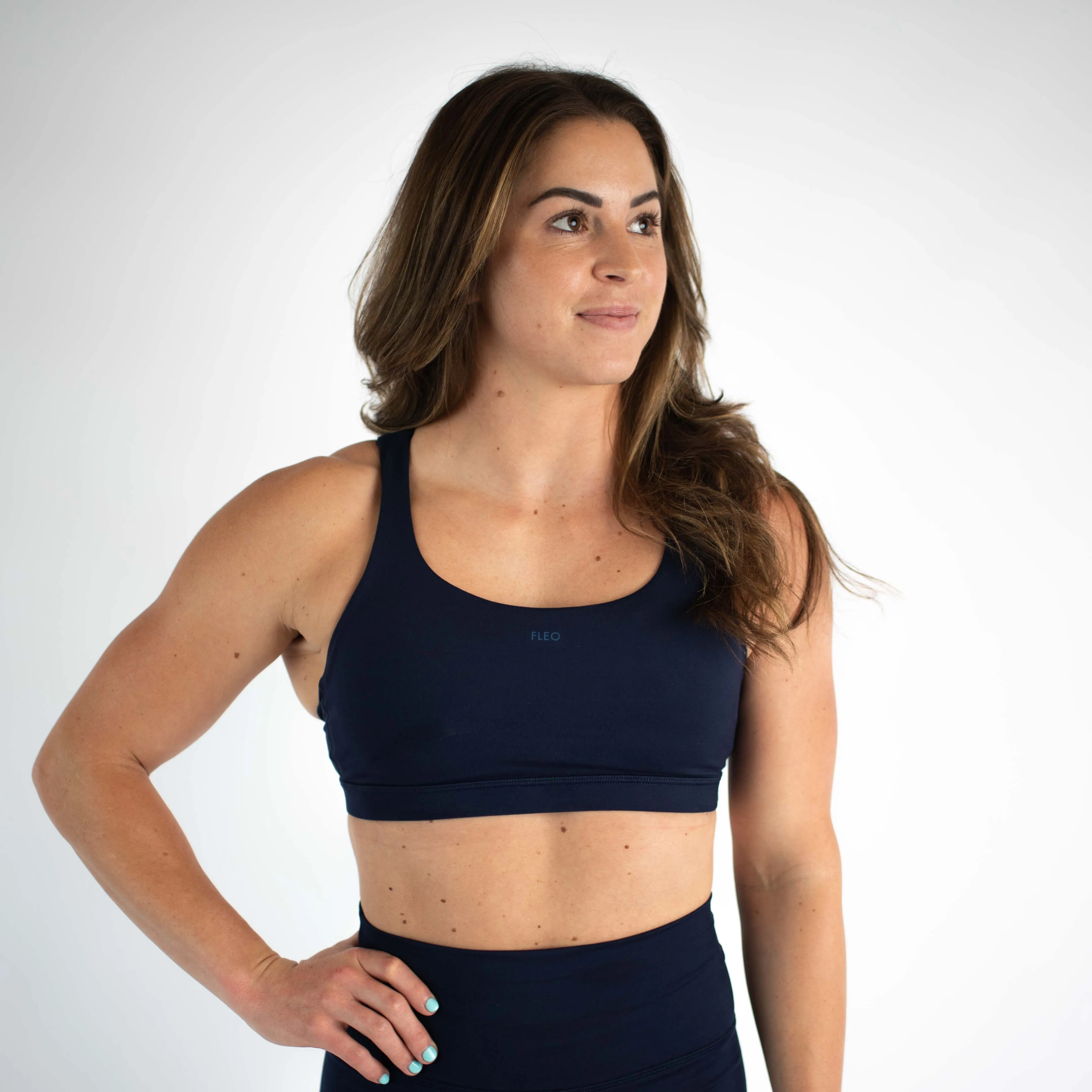 FLEO Isla Sports Bra - Classic Navy (Minimal logo)