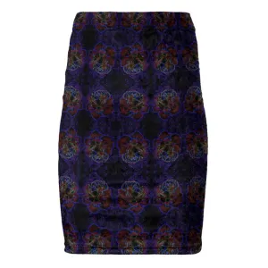 Floral Embosses: Roses 01 Patterned Designer Pencil Mini Skirt