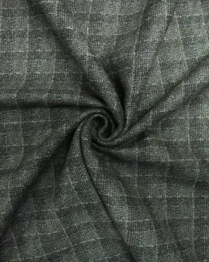 Grey And Black Checks Design Woolen Tweed Fabric