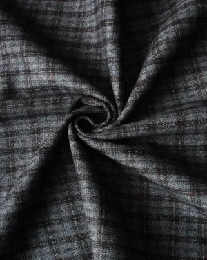 Grey And Black Checks Woolen Tweed Fabric