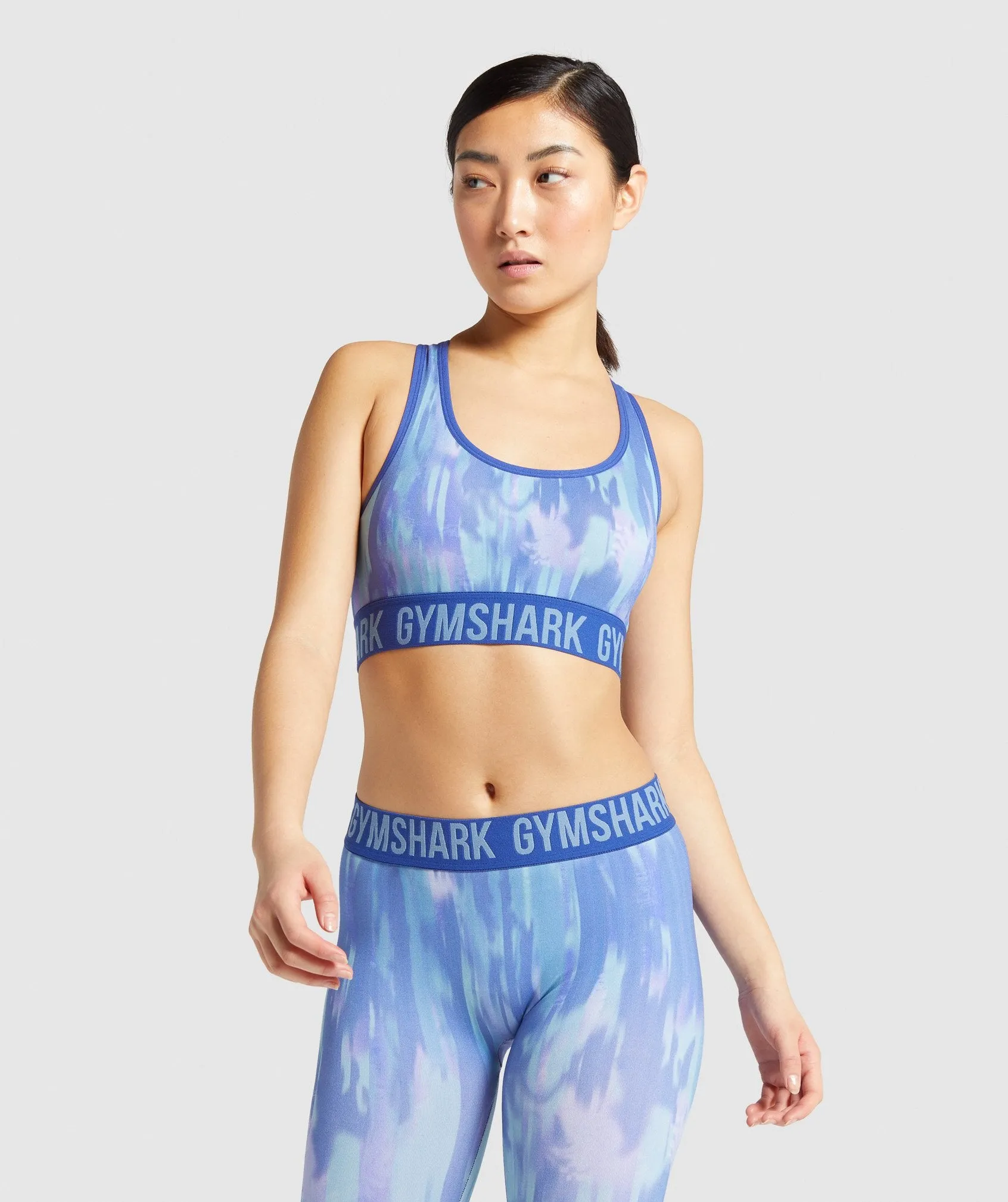 Gymshark Fit Printed Sports Bra - Blue