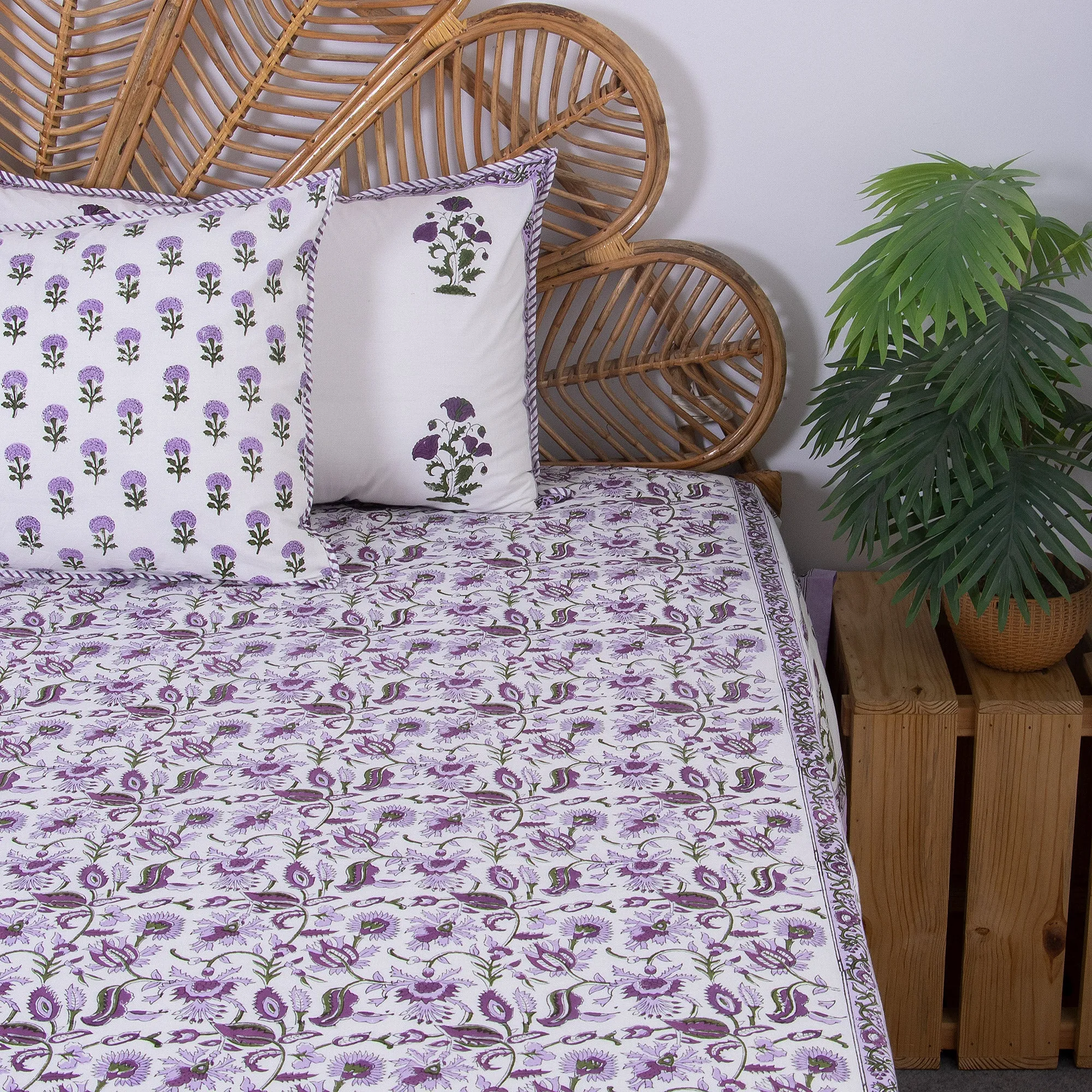 Hand Block Floral Printed Gift Set Soft Cotton Jaipuri Bedsheets