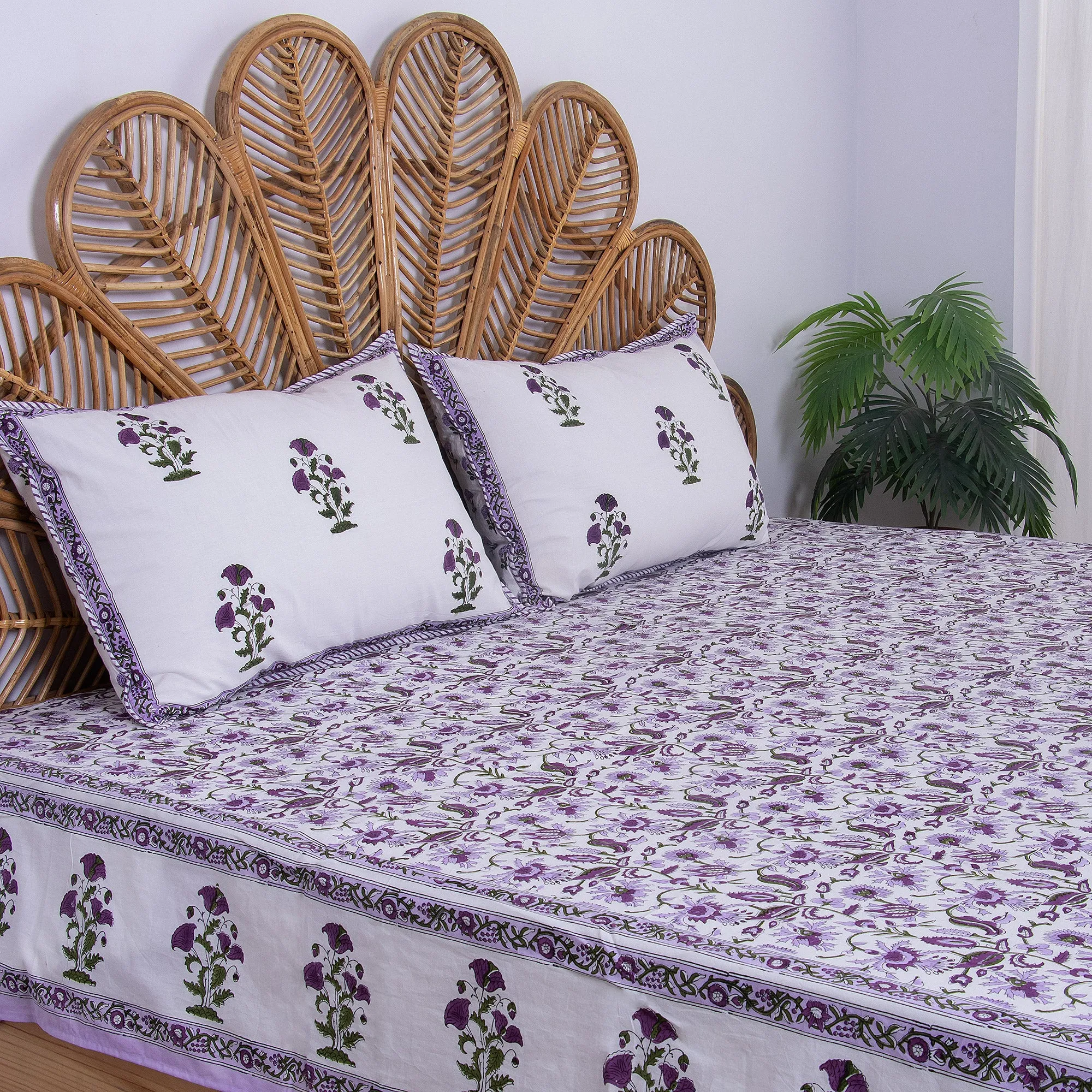 Hand Block Floral Printed Gift Set Soft Cotton Jaipuri Bedsheets