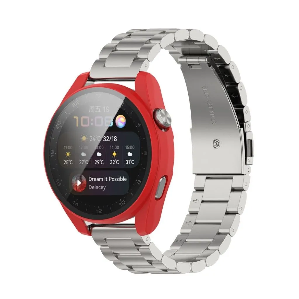 Huawei Watch 3 Pro TPU cover   tempered glass - Red