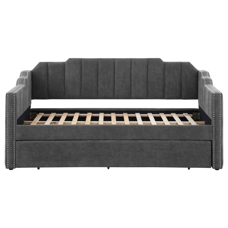 Kingston - Upholstered Twin Daybed With Trundle - Charcoal