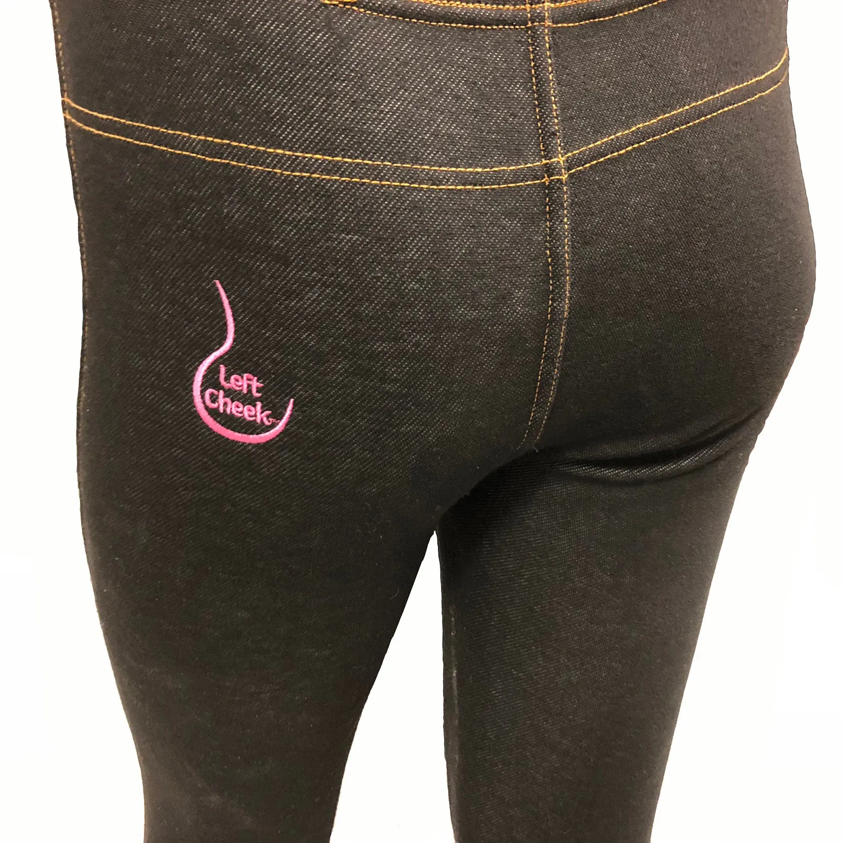 Left Cheek Petite Jeggings- Black