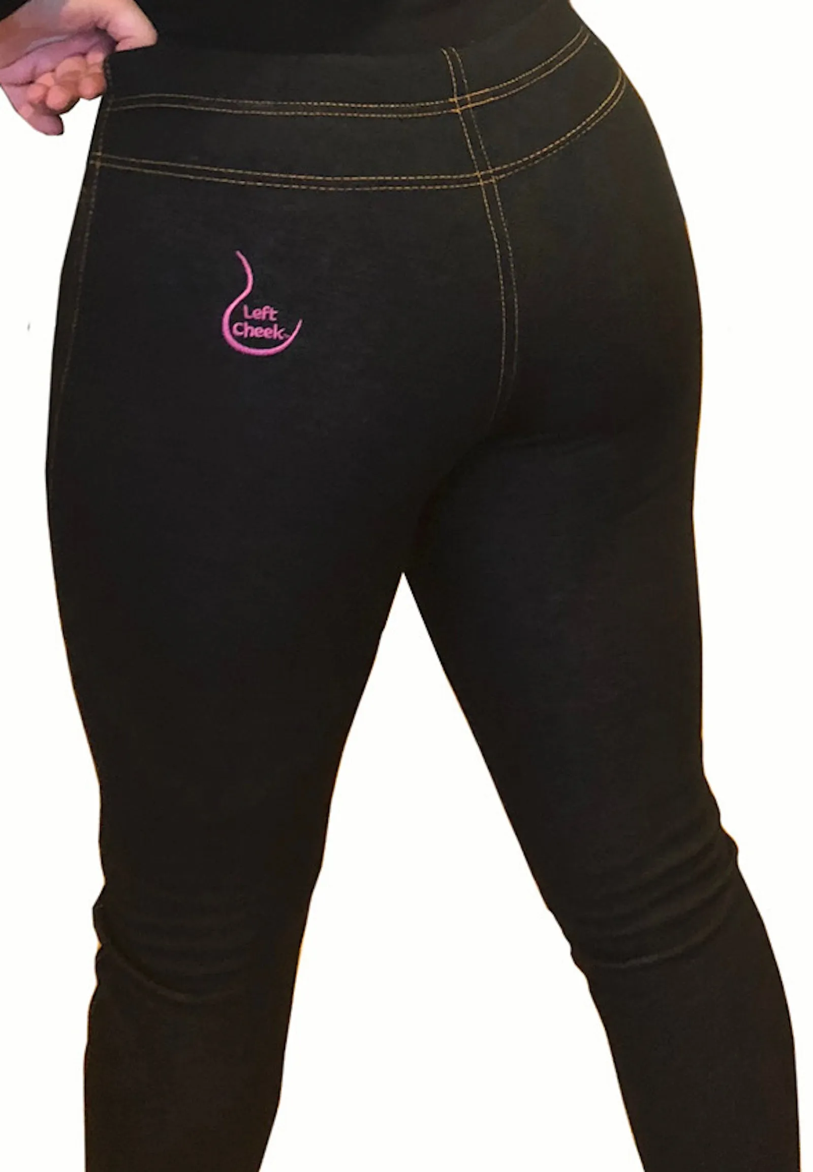 Left Cheek Petite Jeggings- Black