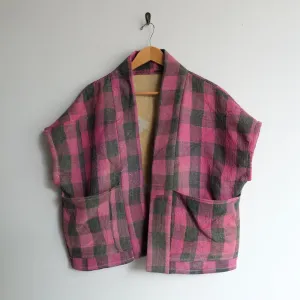 M Magenta and Charcoal Checks Anoushka Jacket SS040