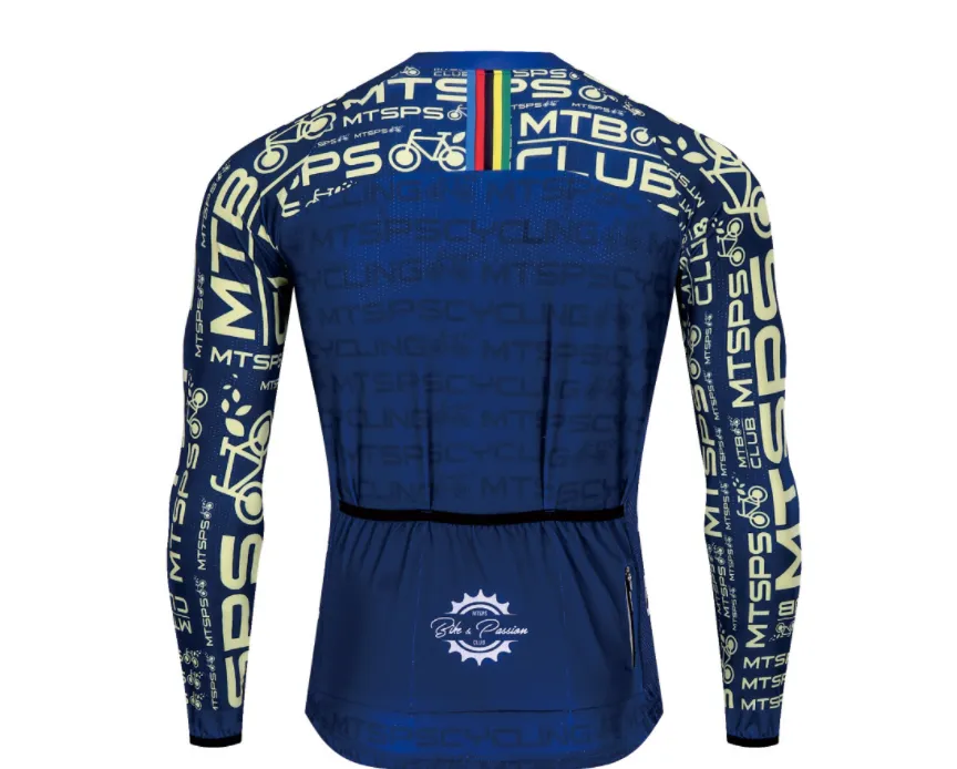 Men's Long Sleeve Cycling Jackets Fashion Printed Cycling Jersey Breathable Quick Dry Zipper Cycling Clothing