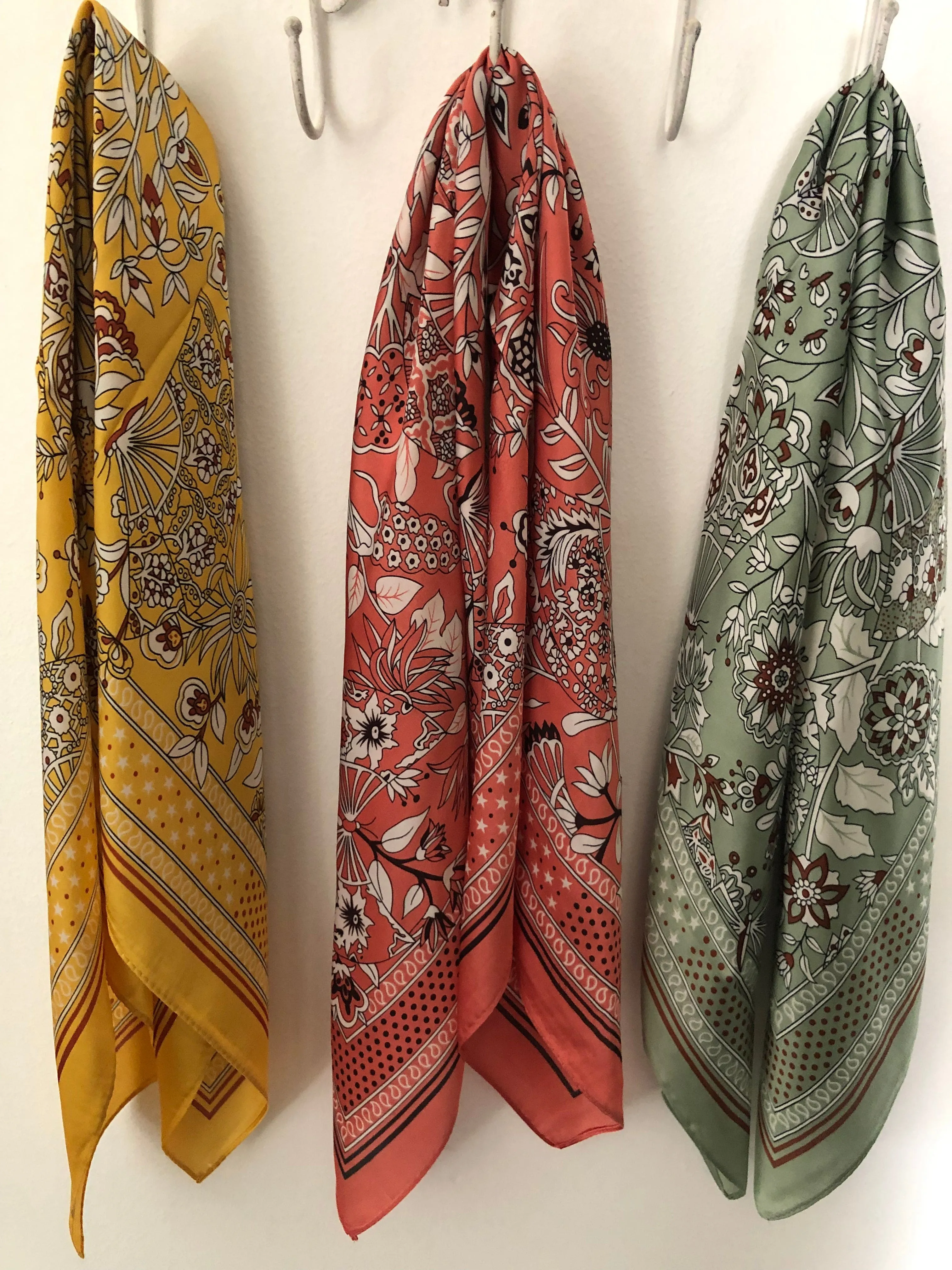 Neck Scarf Hair Scarf Yellow Floral Square