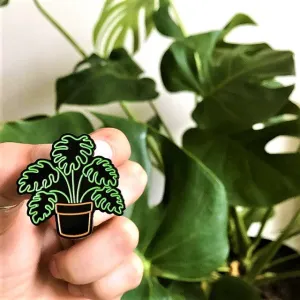 Neon Monstera – Glow-in-the-Dark Plant Enamel Pin