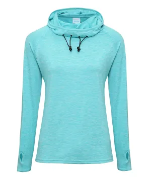 Ocean Blue Melange - Women's cool cowl neck top